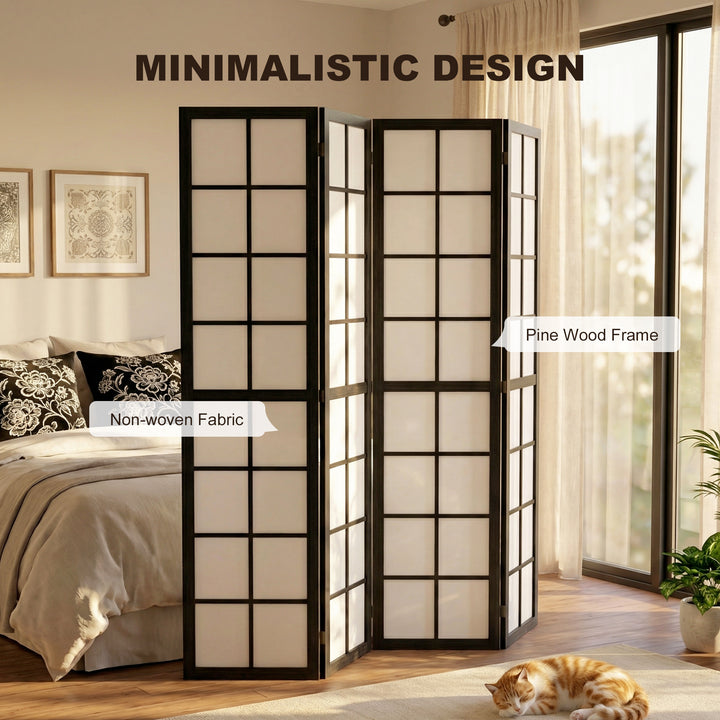 4 Panel Folding Room Divider, Freestanding Room Separator, Indoor Priv