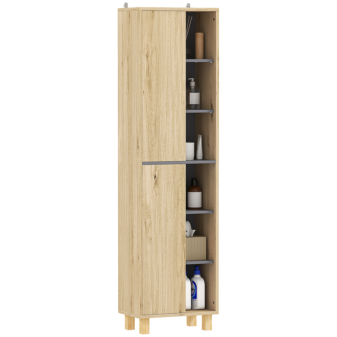 Multi-Storage Slim Bathroom Cabinet - Wood-Effect