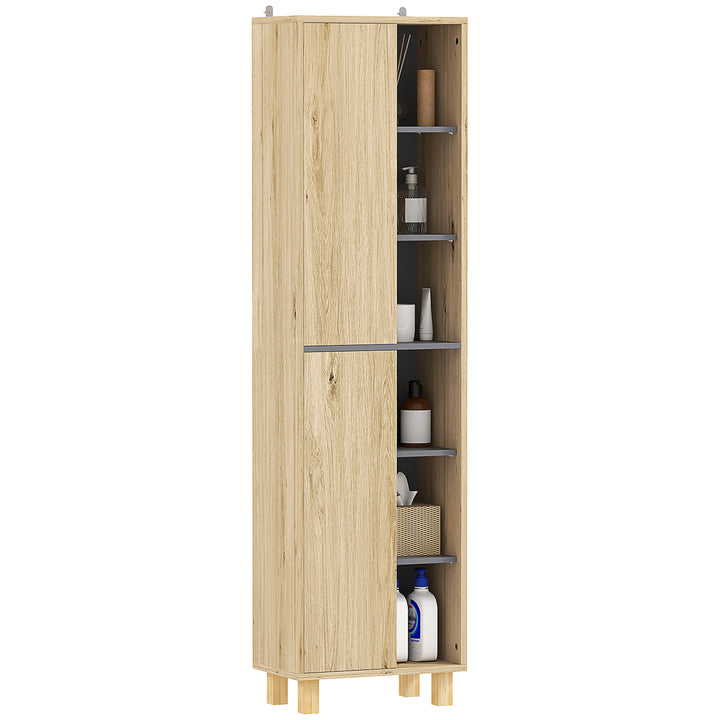 Multi-Storage Slim Bathroom Cabinet - Wood-Effect