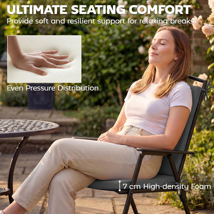 Outdoor Seat Cushions Set of 2 with Ties, Waterproof Garden Seat Pads,