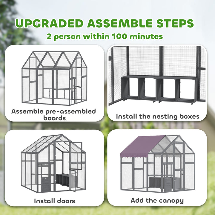 MCL Large Walk In Chicken Run with Waterproof & Anti-UV Cover, for 6-8 Chickens, for Garden, Farm, 5.5' x 6' x 6'