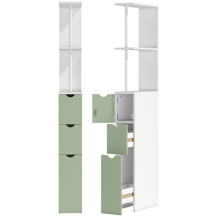 Slim Bathroom Storage Cabinet, Tall Bathroom Floor Cabinet with 2-Tier