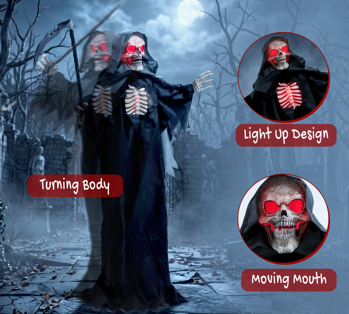 170cm Life Size Animated Grim Reaper Halloween Decoration, Scary Hallo