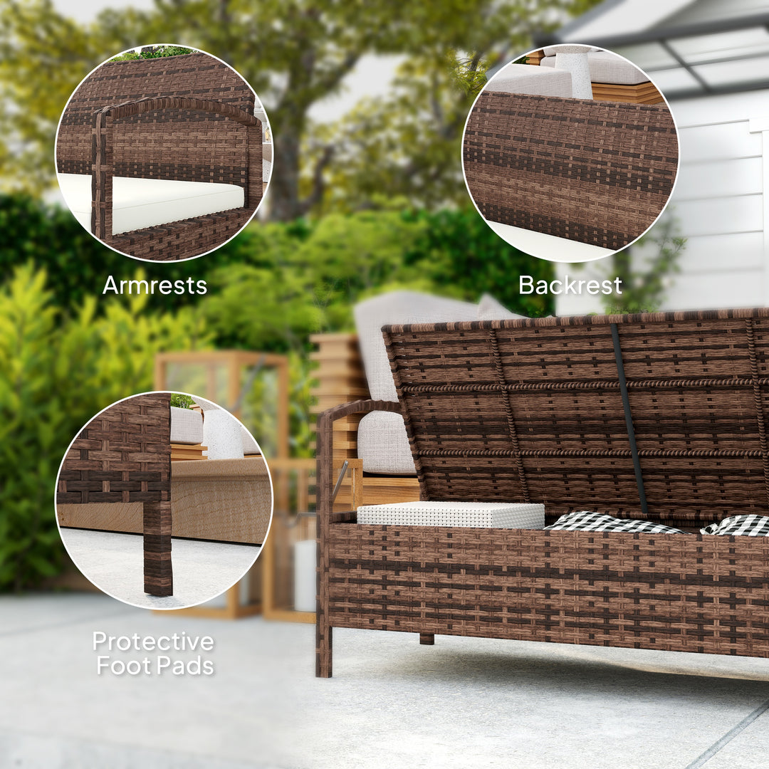 125L Storage Garden Bench, with Cushion - Brown