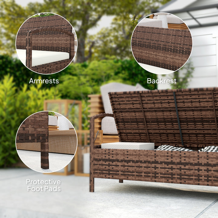 125L Storage Garden Bench, with Cushion - Brown