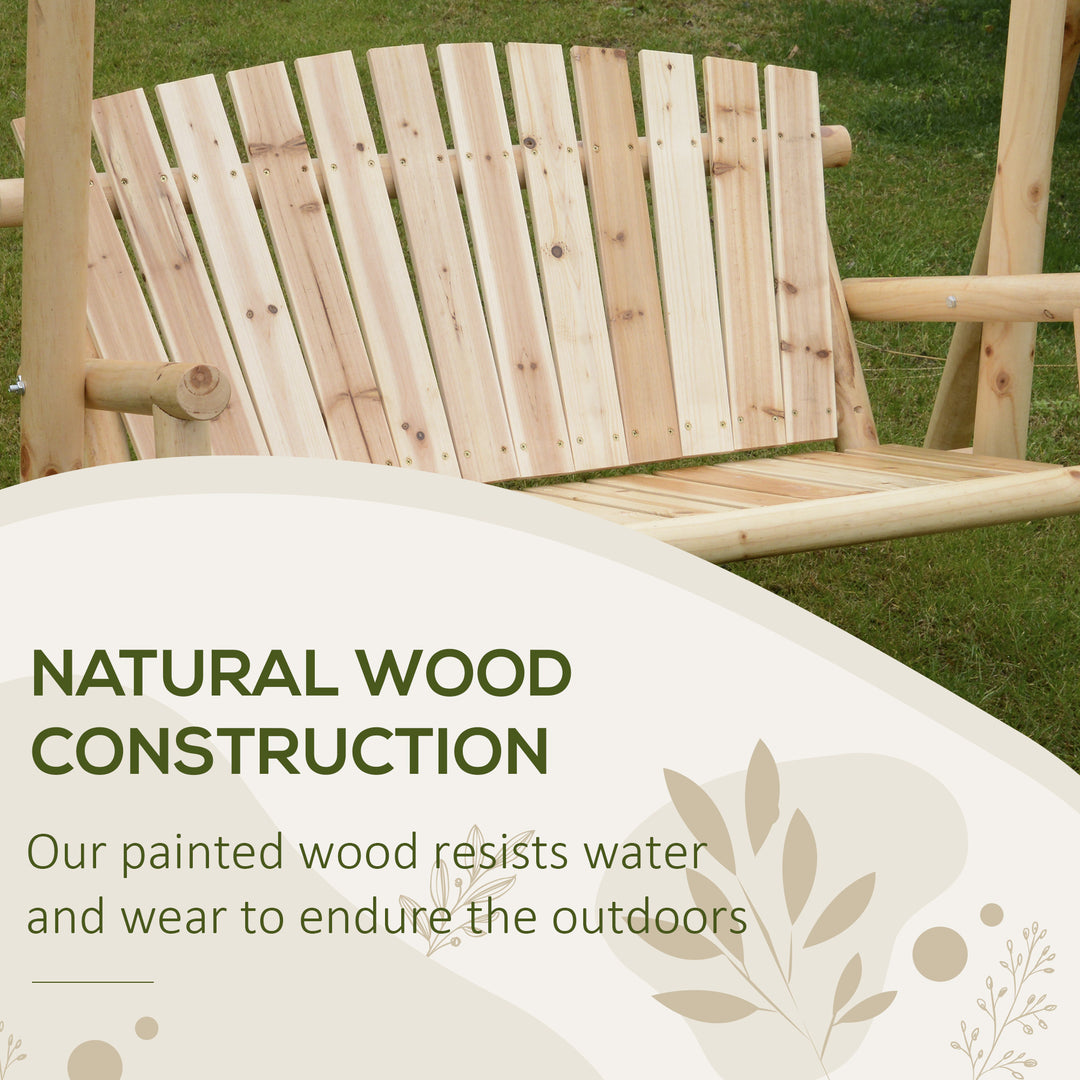 Outdoor 2 Seater Swing Chair Larch Wood Garden Swing Seat Porch Hammock Bench Lounger