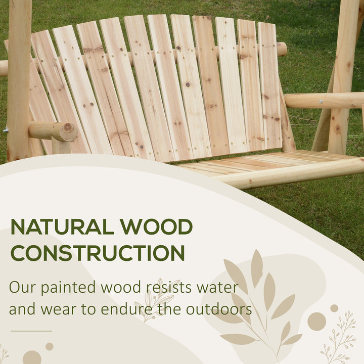 Outdoor 2 Seater Swing Chair Larch Wood Garden Swing Seat Porch Hammock Bench Lounger