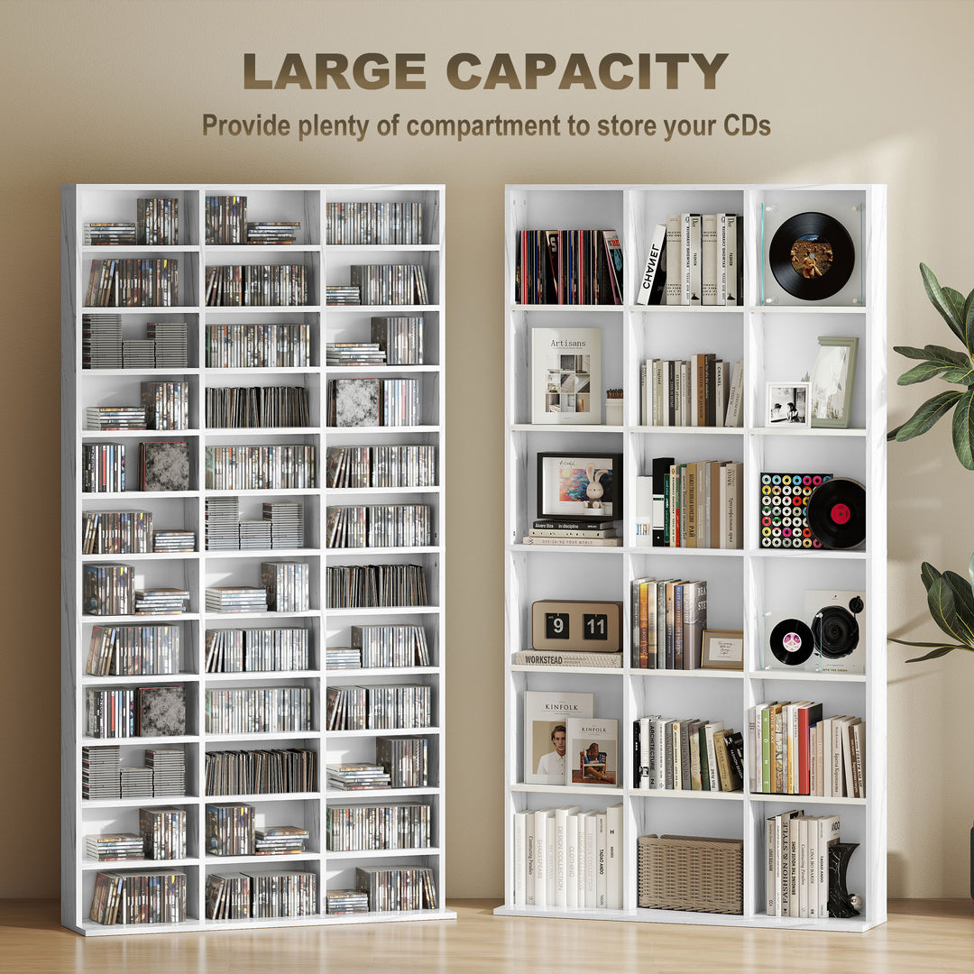 CD Storage Unit with Adjustable Shelves, 102 x 195 cm, Marble Effect
