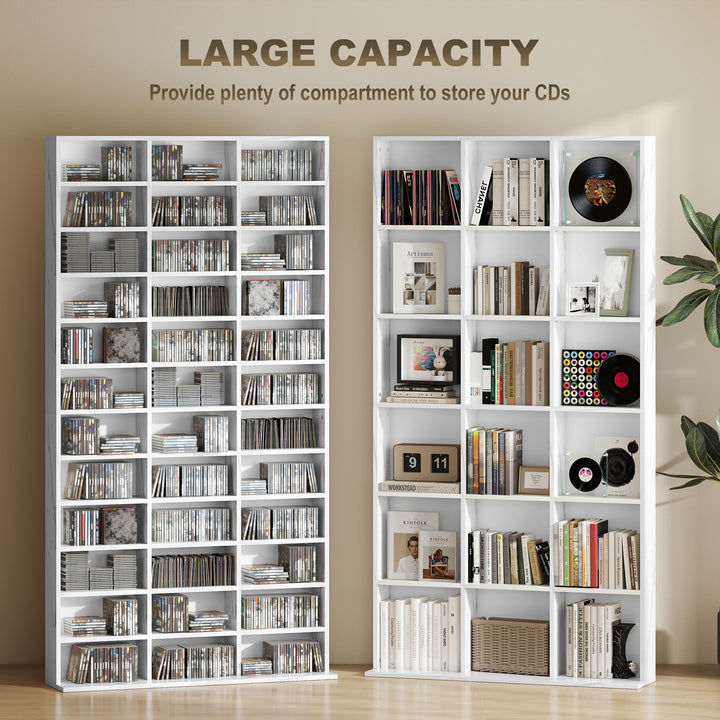 CD Storage Unit with Adjustable Shelves, 102 x 195 cm, Marble Effect