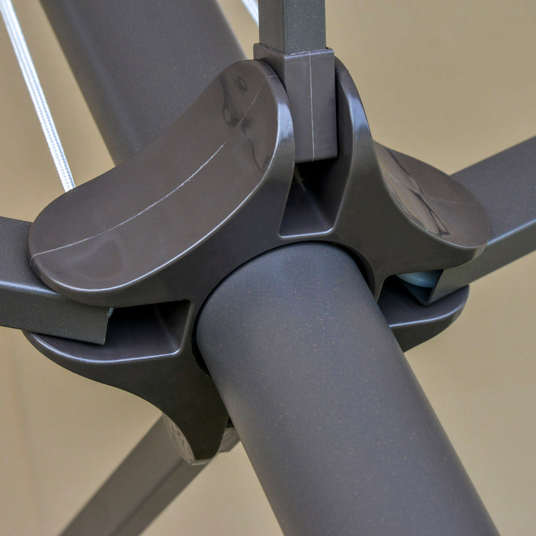 MCL 4.6M Sun Umbrella Canopy Double-sided Crank Sun Shade w/ Cross Base Khaki