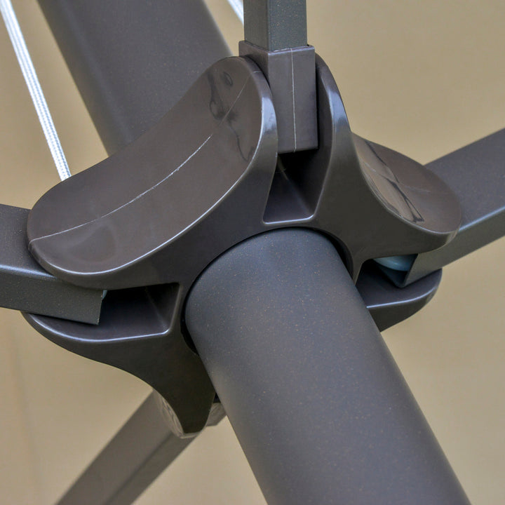 MCL 4.6M Sun Umbrella Canopy Double-sided Crank Sun Shade w/ Cross Base Khaki