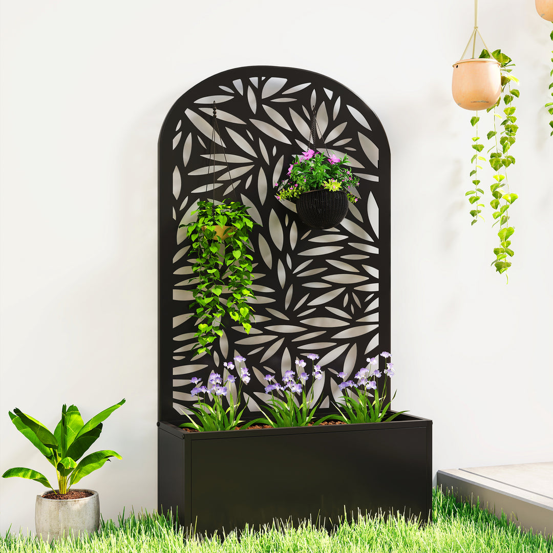 Metal Garden Bed for Garden with Trellis, Wall Mounted or Freestanding