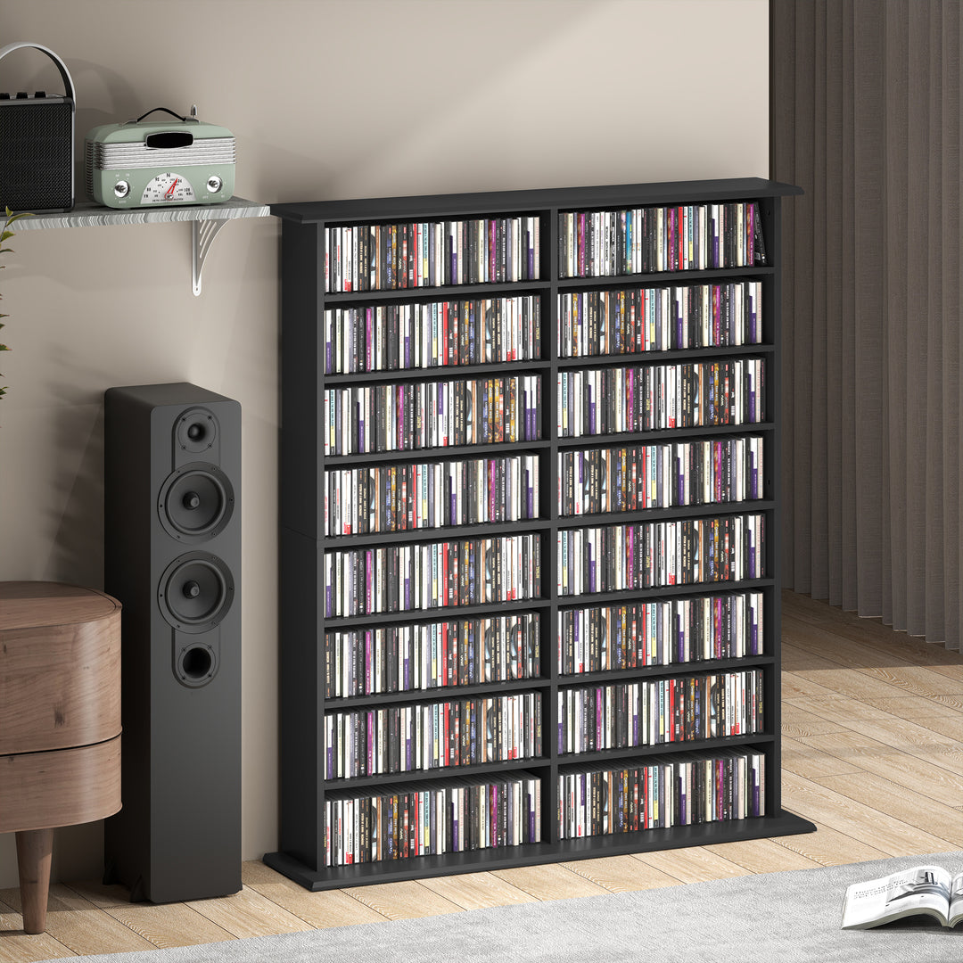16-Compartment Media Shelf - Black
