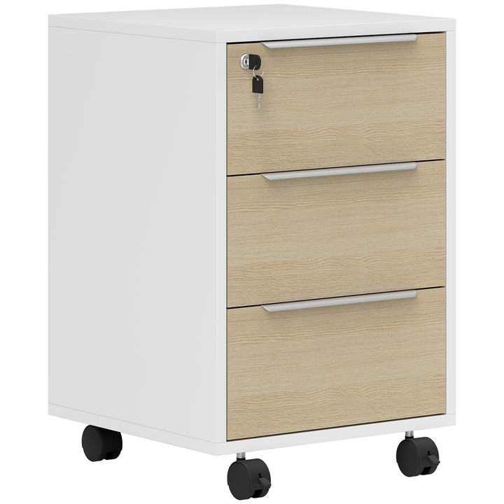 Three-Drawer Locking Filing Cabinet - Oak