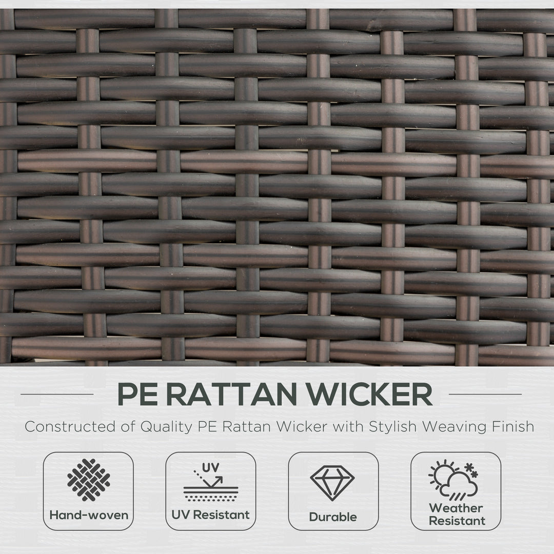 MCL Double Rattan Sun Lounger, Garden Daybed with 5-Level Adjustable Backrest and Flip Side Trays, Wicker Outdoor Furniture Recliner with Cushions and Pillows for Patio, Cream White