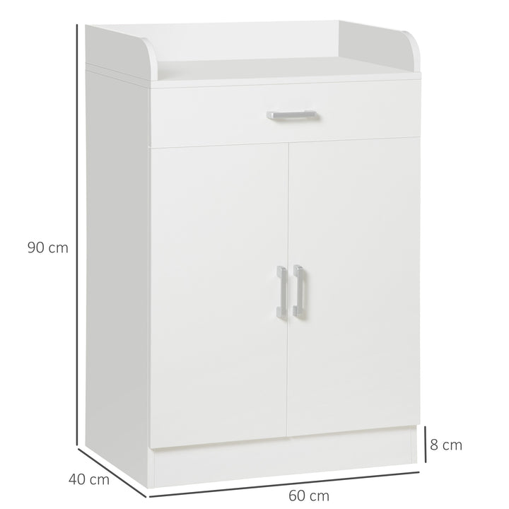 HOMCOM Modern Storage Cabinet, Small Floor Cupboard with Drawer and Adjustable Shelf for Kitchen, Living Room, Bedroom, Hallway, White