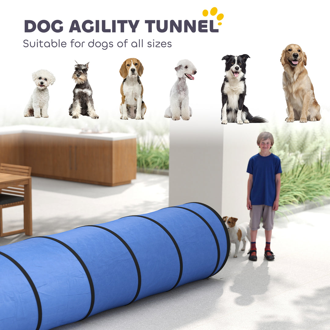 Dog Tunnel, 500 x 60 cm, Foldable Play Tunnel with 6 Pegs and Bag, Tea