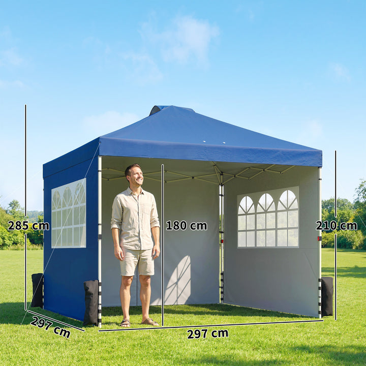 Pop Up Gazebo Waterproof Height Adjustable Canopy with 3 Sidewalls Whe