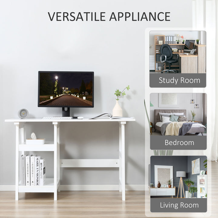 MCL Compact Computer Desk with Storage Shelves, Study Table with Bookshelf, PC Table Workstation for Home Office, Study, Easy Assembly, 120 x 51cm, White