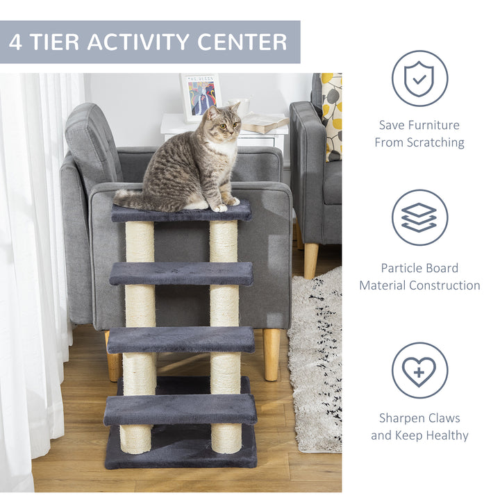 Dog Steps for Bed 4 Step Pet Stairs for Dog Cat ladder Scratch Post Grey