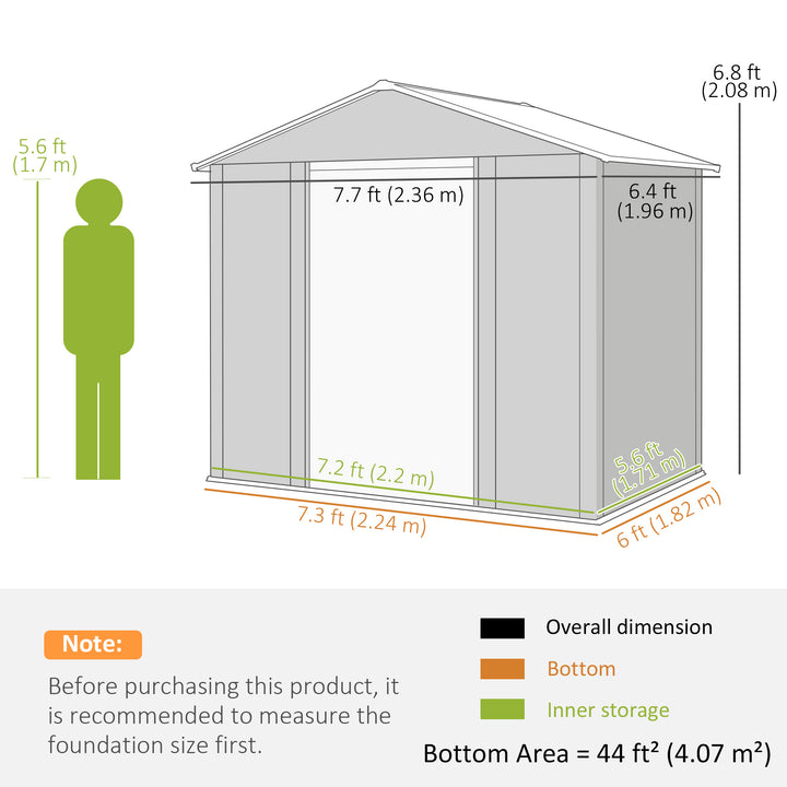 6 x 8ft Galvanised Steel Shed - Brown Wood-Effect