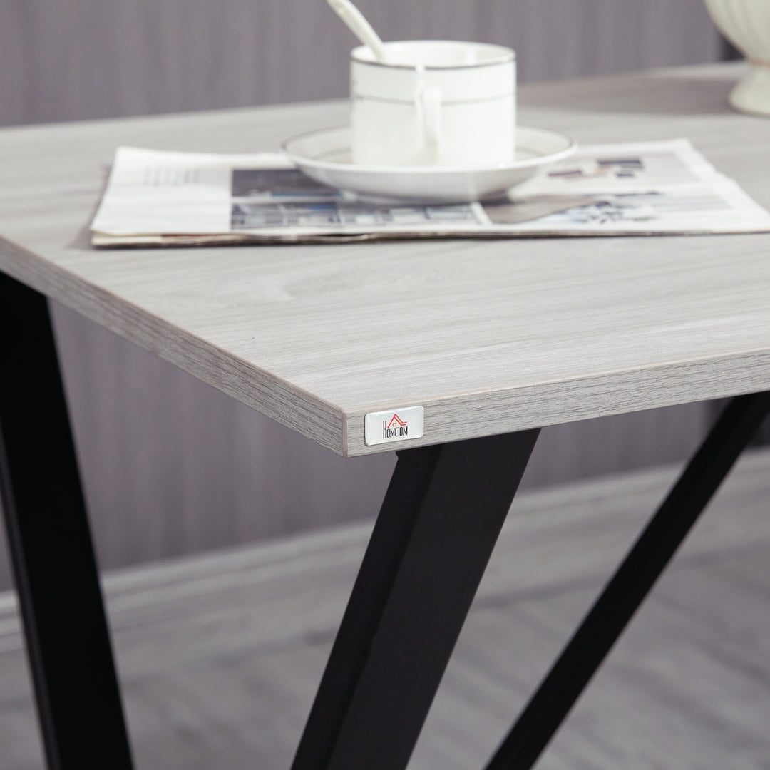 120 cm Rectangular Bar Table for 4 People, Modern Breakfast Bar Table with Wood Effect Tabletop, Steel Legs, Coffee Desk for Living Room, White