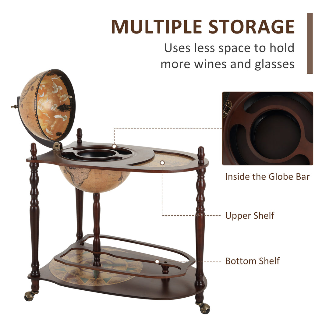 HOMCOM Bar Globe Drinks Cabinet Wine Container Minibar Storage Trolley Table with Bottle Glass Holder | Aosom UK