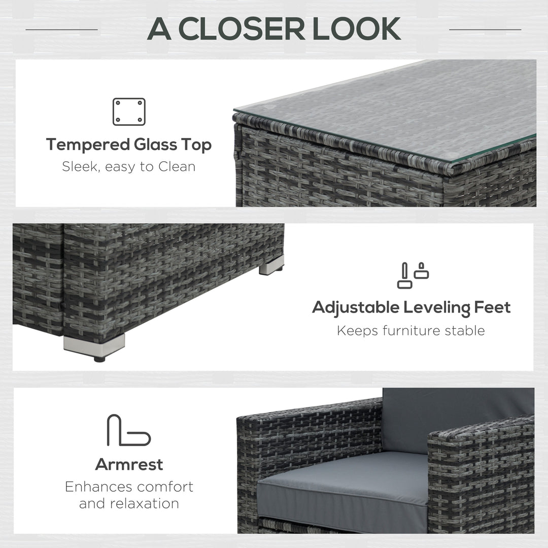 MCL 4 Pieces Wicker Steel Rattan Sofa Set Garden Chair Seat Furniture Patio Grey