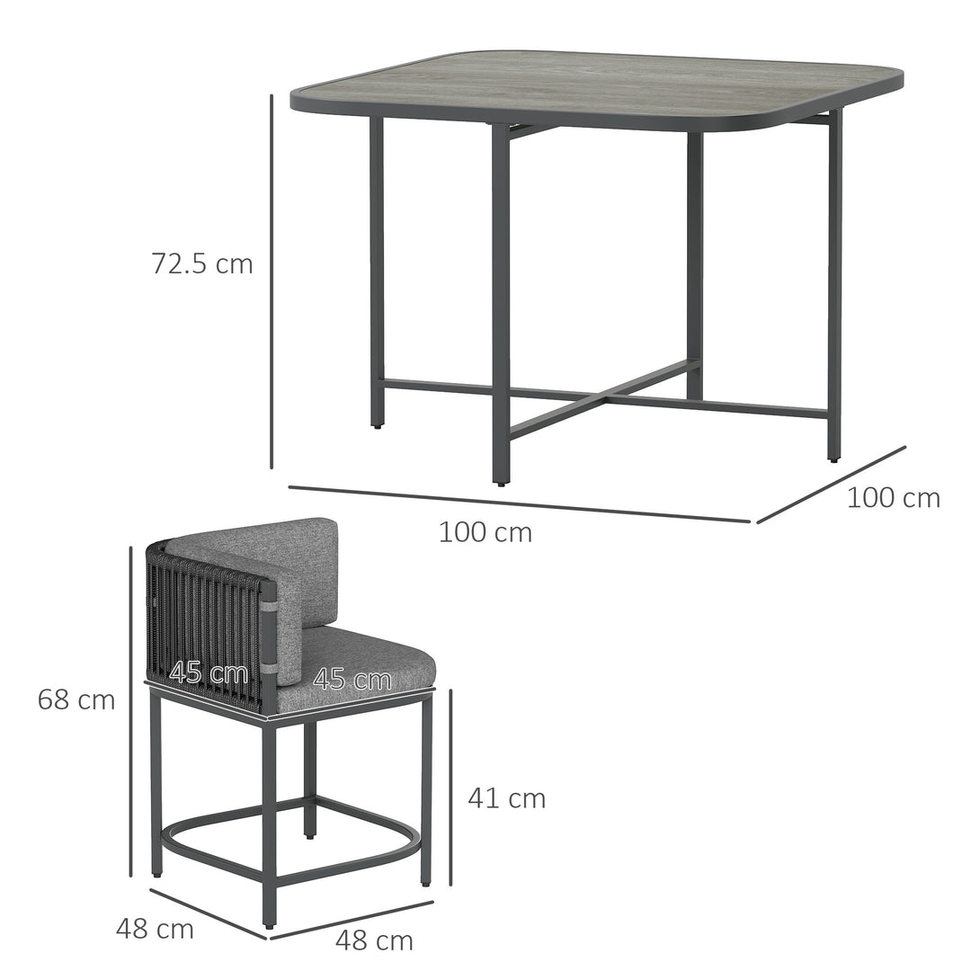 4-Seater Rattan Cube Garden Furniture Set with Cushions - Charcoal Grey
