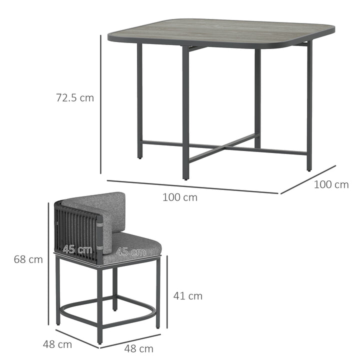 4-Seater Rattan Cube Garden Furniture Set with Cushions - Charcoal Grey