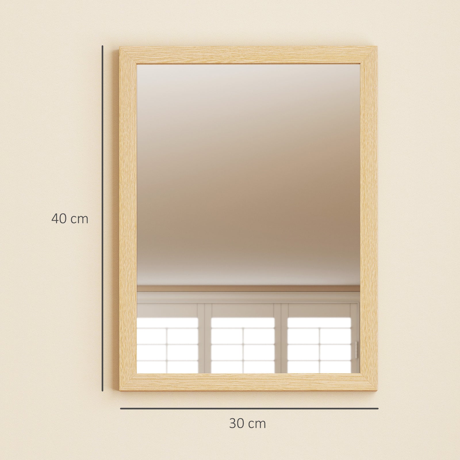 Wall Bathroom Mirror, 30 x 40 cm Wall-Mounted Mirror for Living Room, 