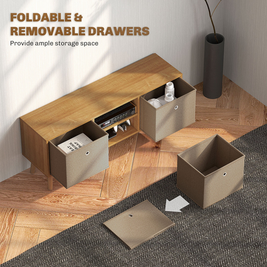 TV Cabinet Stand Unit for TVs up to 50'' with Foldable Drawers, Entertainment Centre for Living Room Brown