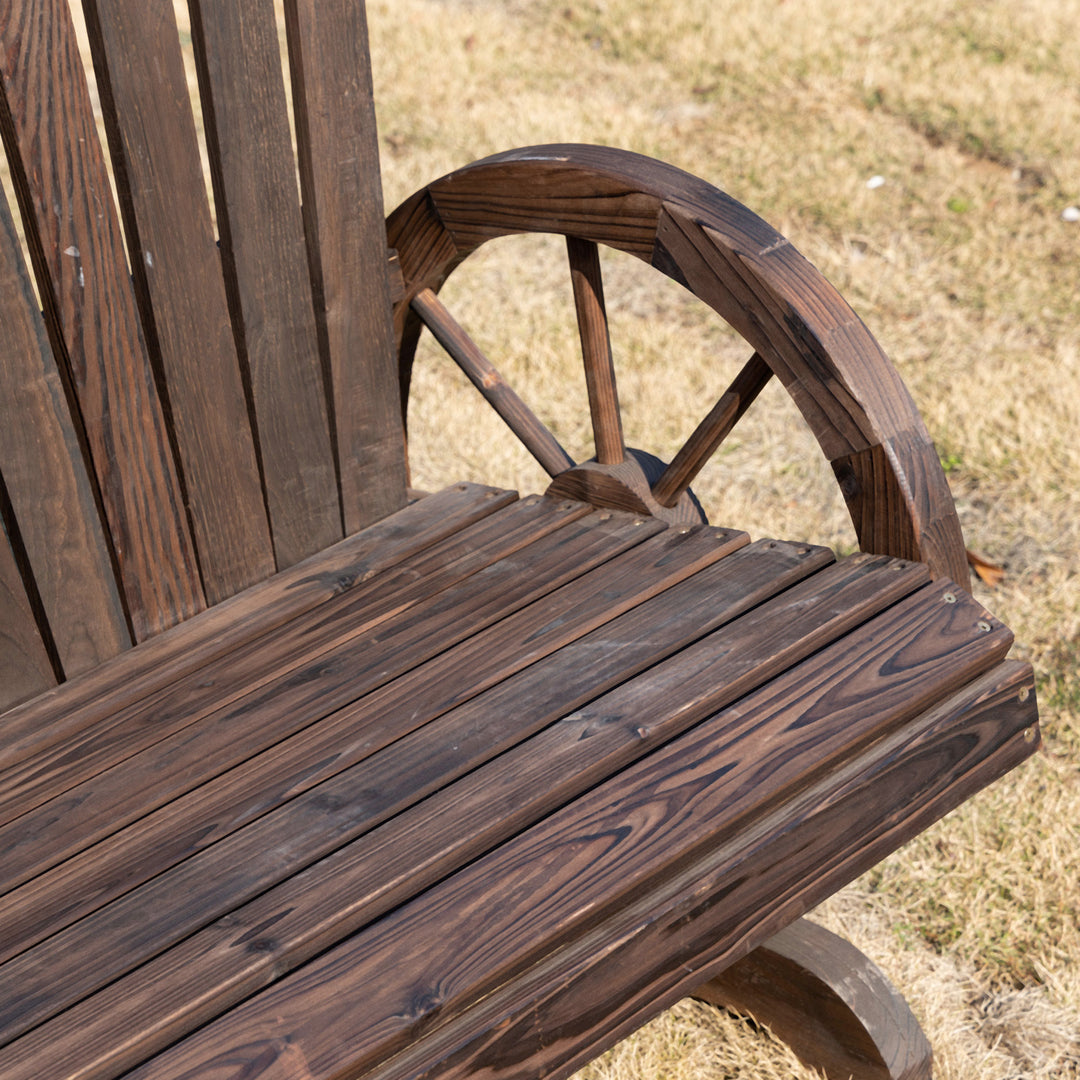 Fir Logs Love Seats with Wheel-Shaped Armrests, Large Load-Bearing Chair, Natural Wood Grain