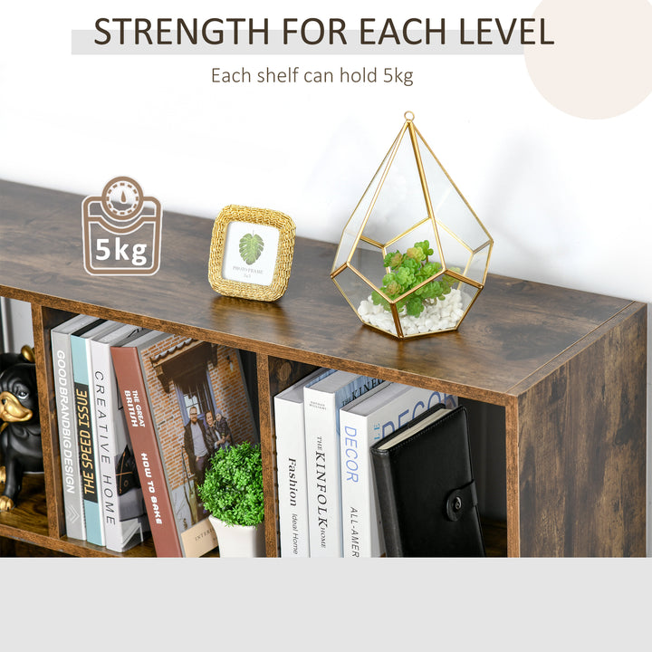 HOMCOM 3-Tier Bookcase, Storage Shelf Unit with Open Compartments, for Living Room, Bedroom, Office, Divider, 97.5 x 30 x 100 cm, Rustic Brown