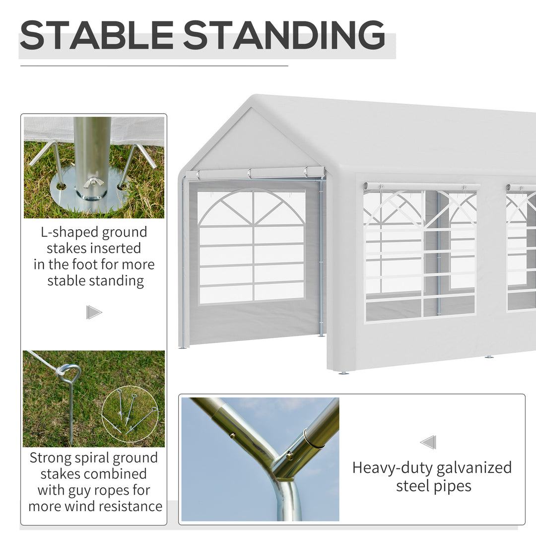 6 x 3(m) Garden Gazebo Marquee Party Tent Wedding Portable Garage Carport shelter Car Canopy Outdoor Heavy Duty Steel Frame Waterproof Rot Resistant