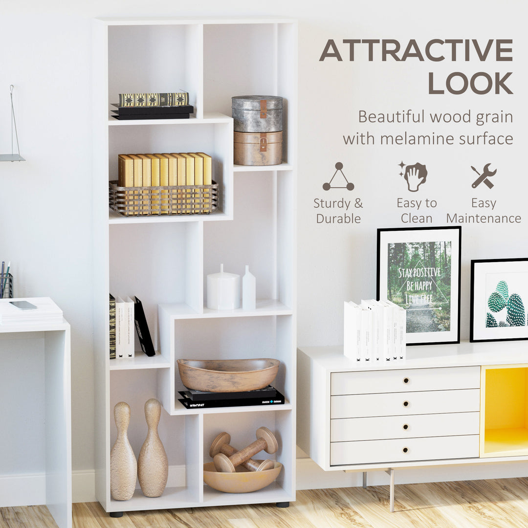 8-Cube Bookcase, Tall Display Shelf, Standing Storage Rack for Study Room, Living Room, 70 x 24 x 178cm, White