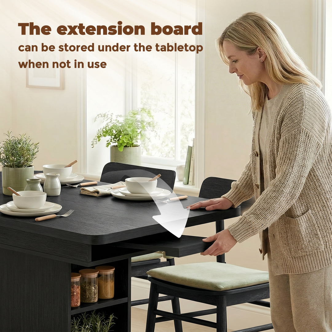 Extendable Dining Table for 4-6 People, 110-130cm Kitchen Table with 6