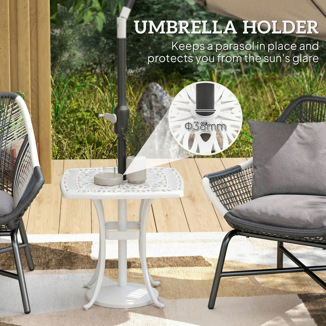 Outdoor Garden Table with 38mm Dia. Umbrella Hole, Cast Aluminium Pati