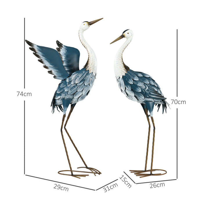 Heron Garden Statues, Standing Garden Ornament, Metal Garden Gift with
