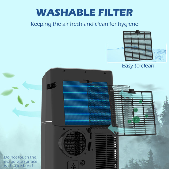 14000 BTU Mobile Air Conditioner, 35m², Smart Home WiFi, with Dehumidifier, Fan, 24H Timer, Window Kit, Black