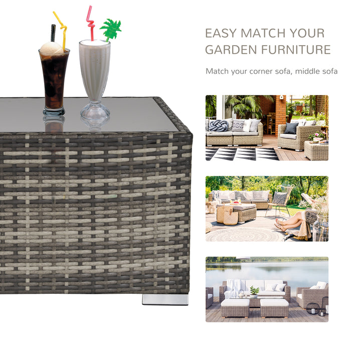 Outsunny Rattan Coffee Table Ready to Use Outdoor Furniture Suitable for Garden Backyard Deep Grey