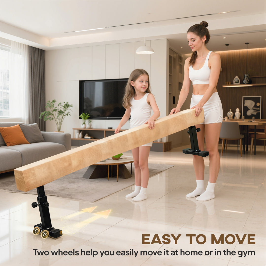 7.5ft Adjustable Balance Beam, Gymnastics Beam with Wheels, Gymnastics