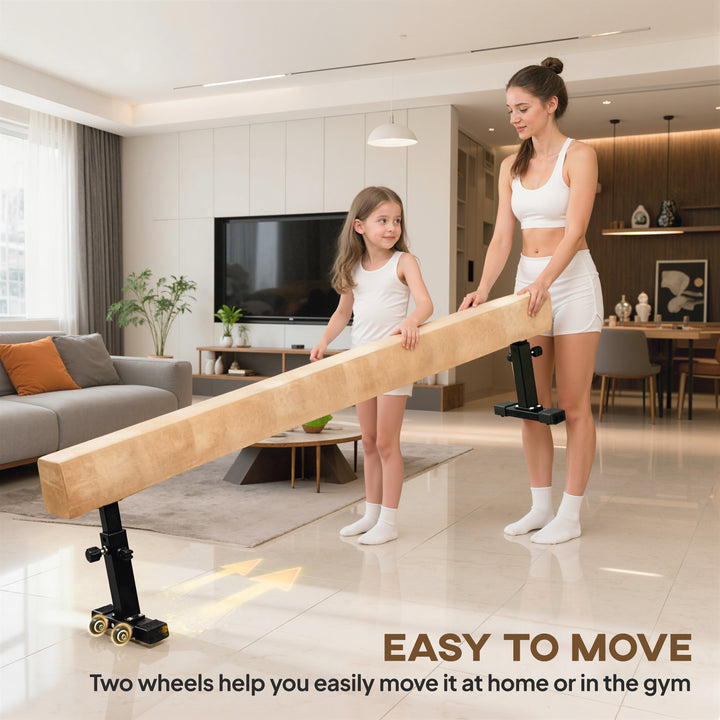 7.5ft Adjustable Balance Beam, Gymnastics Beam with Wheels, Gymnastics