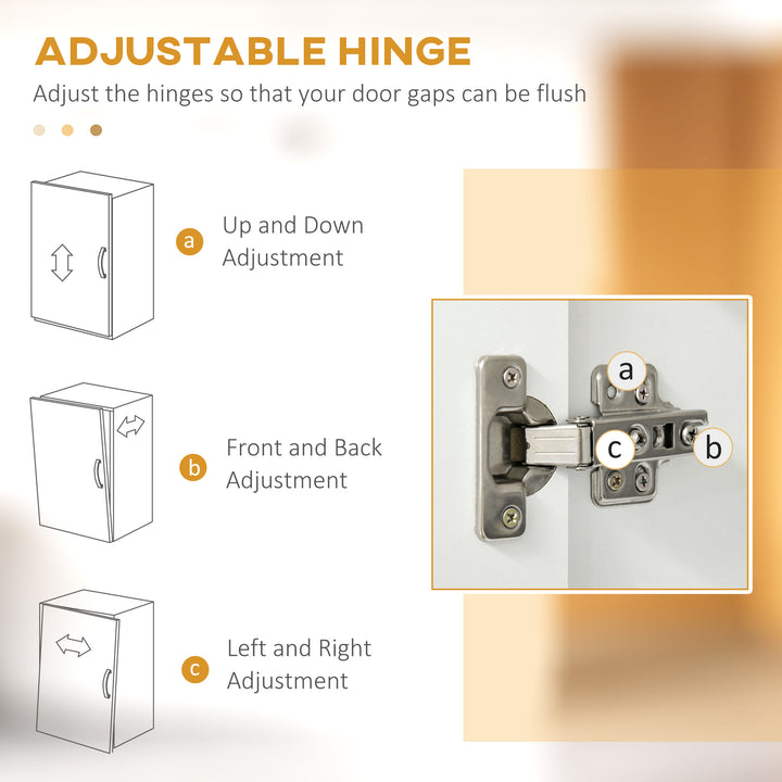 MCL Kitchen Cupboard with 6-tier Shelving, Freestanding Storage Cabinet, Pantry Cupboard with 3 Open Compartments and Double-door Cabinet with Adjustable Shelves, White