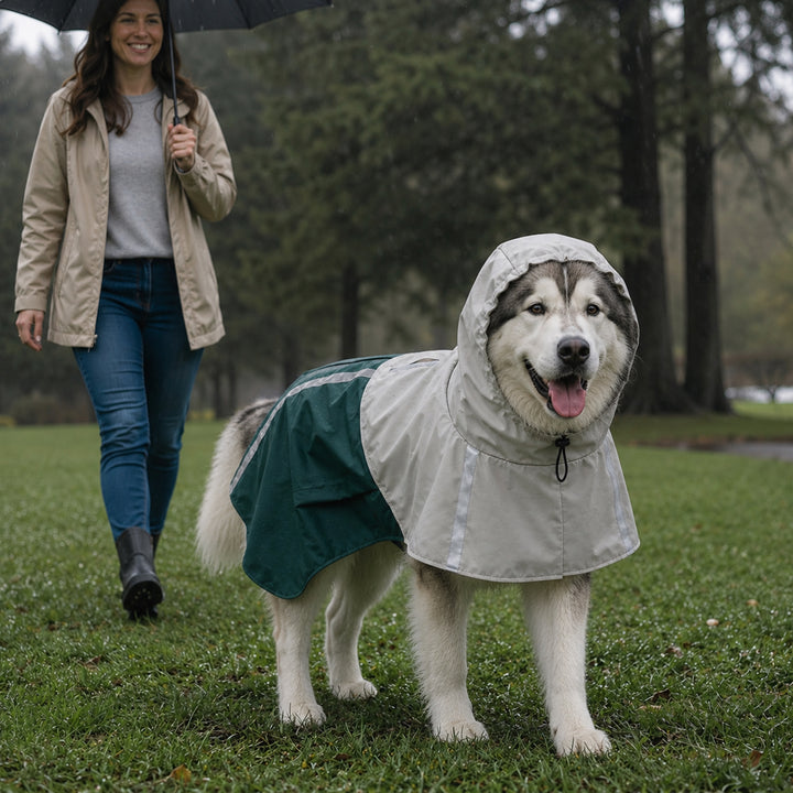 Dog Raincoat with Hood, Waterproof &amp; Breathable Rain Jacket with Leash