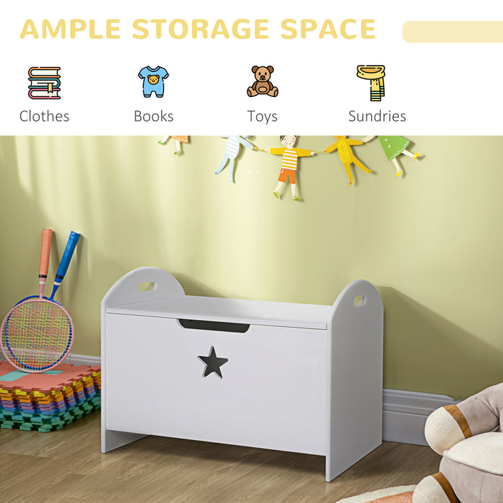 HOMCOM Children's Toy Storage Chest, MDF, Safety Hinge, Organiser for Kids Room, White | Aosom UK