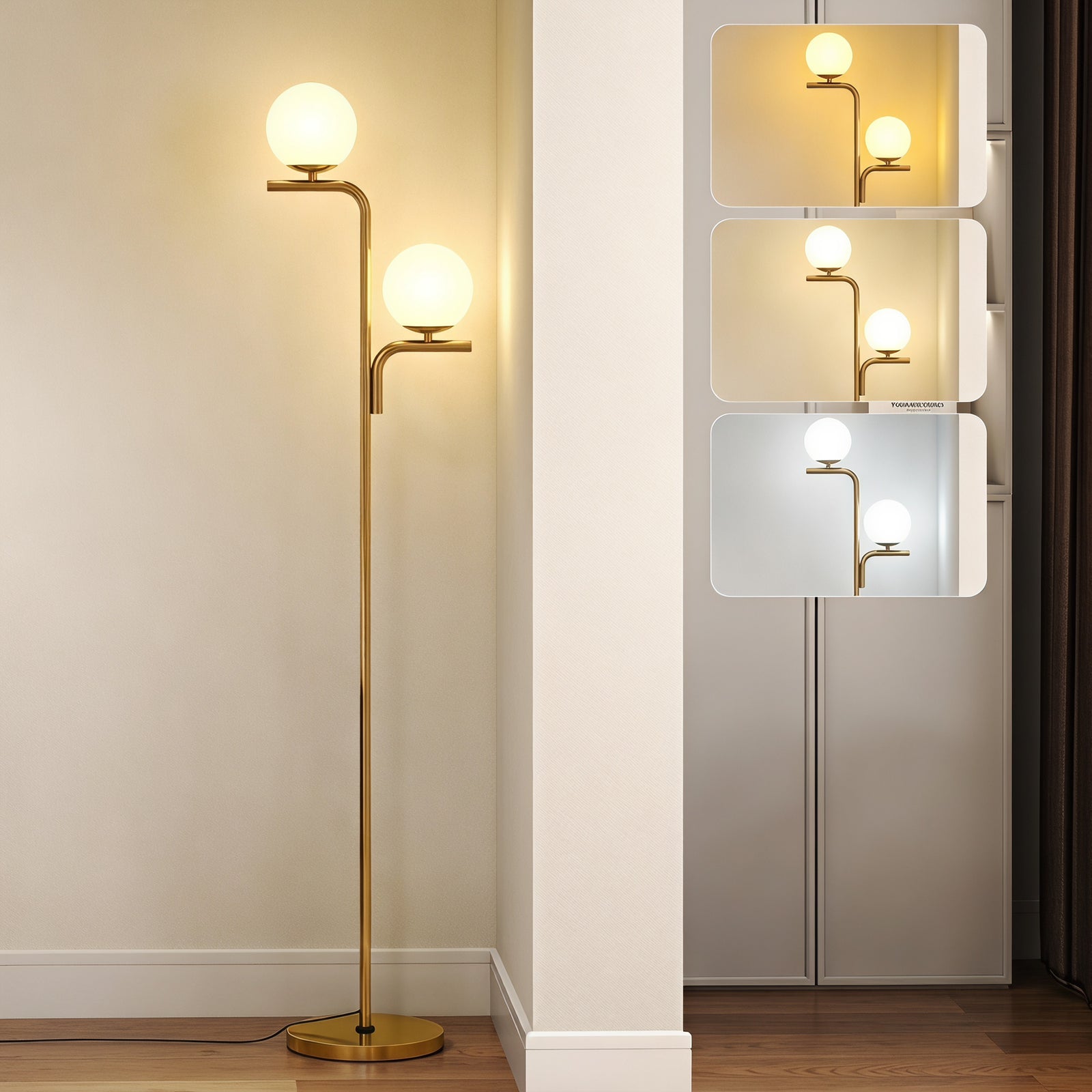 LED Floor Lamp, Modern Standing Lamp with 3 Colour Temperatures, Globe