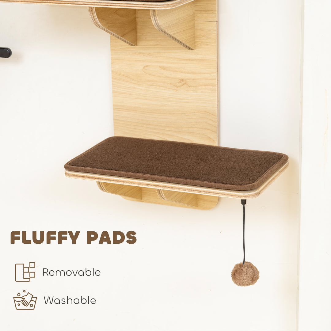 4-Level Door Mounted Cat Tree with Washable Plush Mats, Toy Balls, Doo