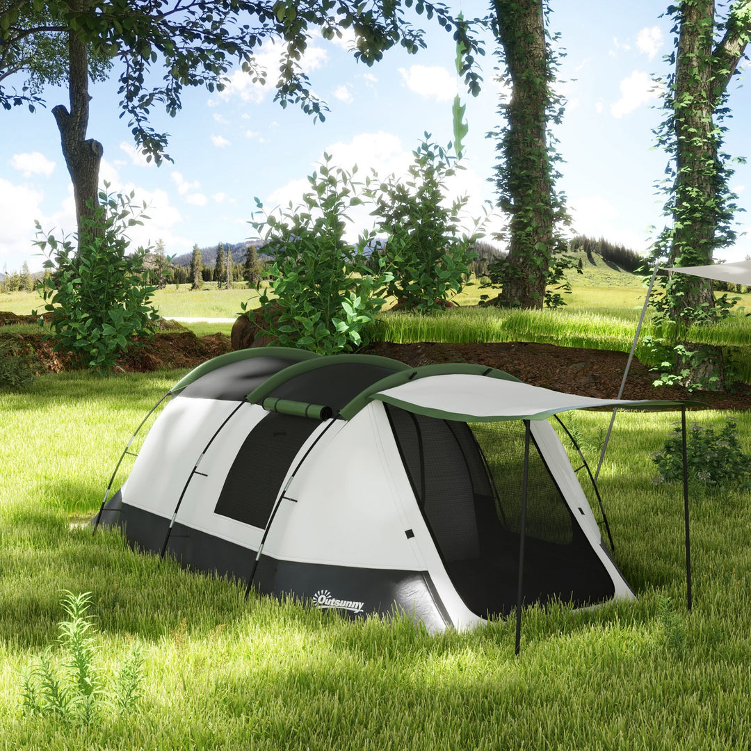 Outsunny Family Camping Tent: 3-4 Person Tunnel, 2000mm Waterproof, Lightweight with Carry Bag, Green | Aosom UK