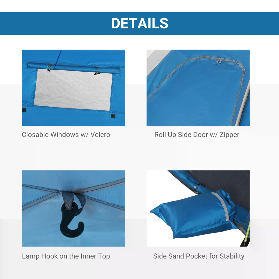 Beach Tent for 1-2 Person Pop-up Design with 2 Mesh Windows & 2 Doors Sky Blue